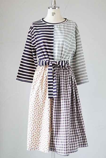 fig LONDON フィグロンドン ボーダーはぎはぎワンピース(SS) | T.T. GARRET