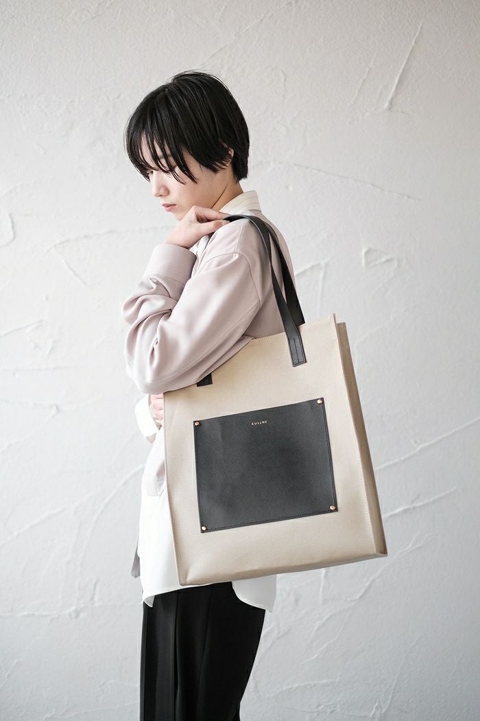 美品 クルニ トートバッグ レザー キャンバス 保存袋付き 肩掛け 大 