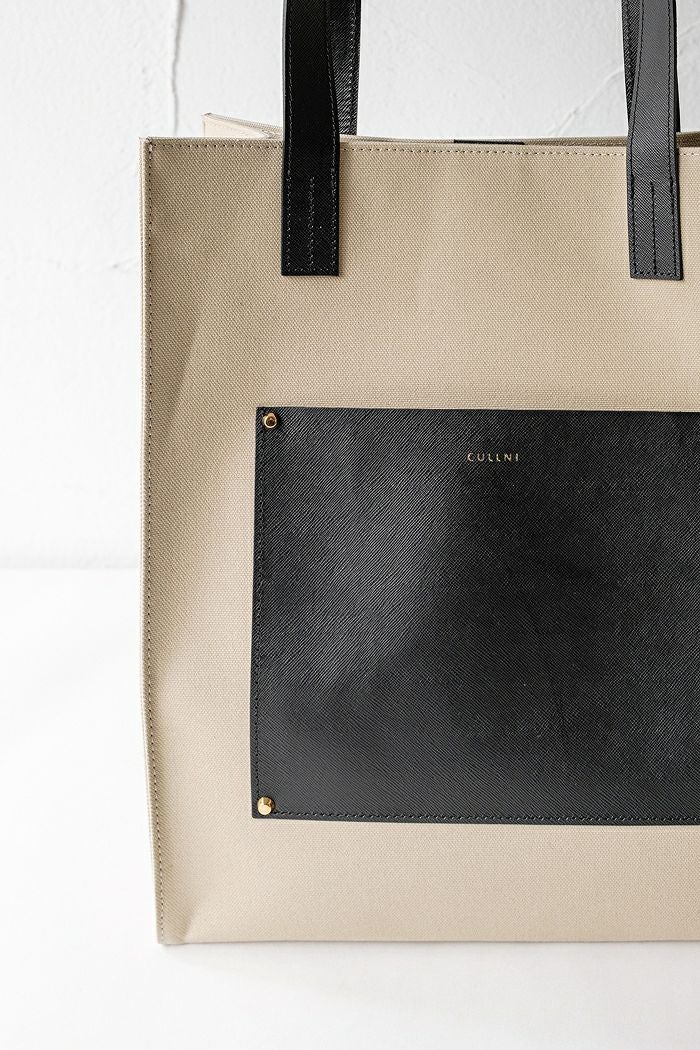 CULLNI クルニ Leather Pocket Canvas Tote(basic) | T.T. GARRET CULLNI クルニ Leather Pocket Canvas Tote(basic) | T.T. GARRET
