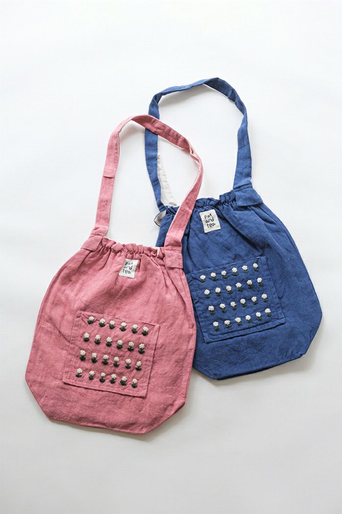 pot and tea ポットアンドティー リネン小花刺繍バッグ(basic) | T.T.