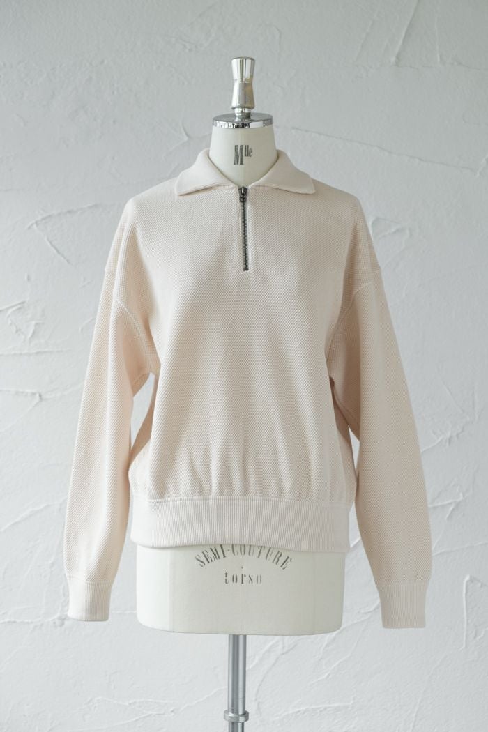 crepuscule クレプスキュール Moss stitch Half Zip Polo (AW) | T.T.