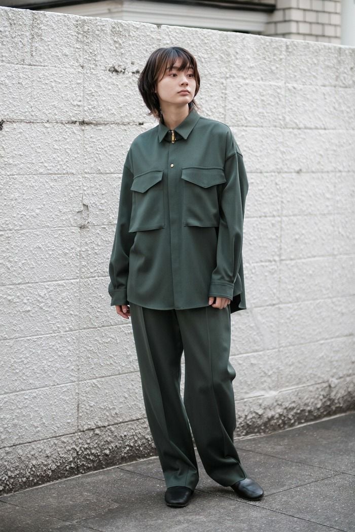 トップス CULLNI CULLNI（クルニ） シャツ Faux Denim Button-Tab Pocket Zip Up Shirt