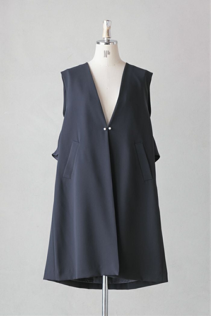 SONO ソーノ 〈防しわダブルクロス〉バックフリルロングジレ ネイビー Amazon | [ソーノ] NAVY バックフリルロングジレ ネイビー 1 | ベスト 通販