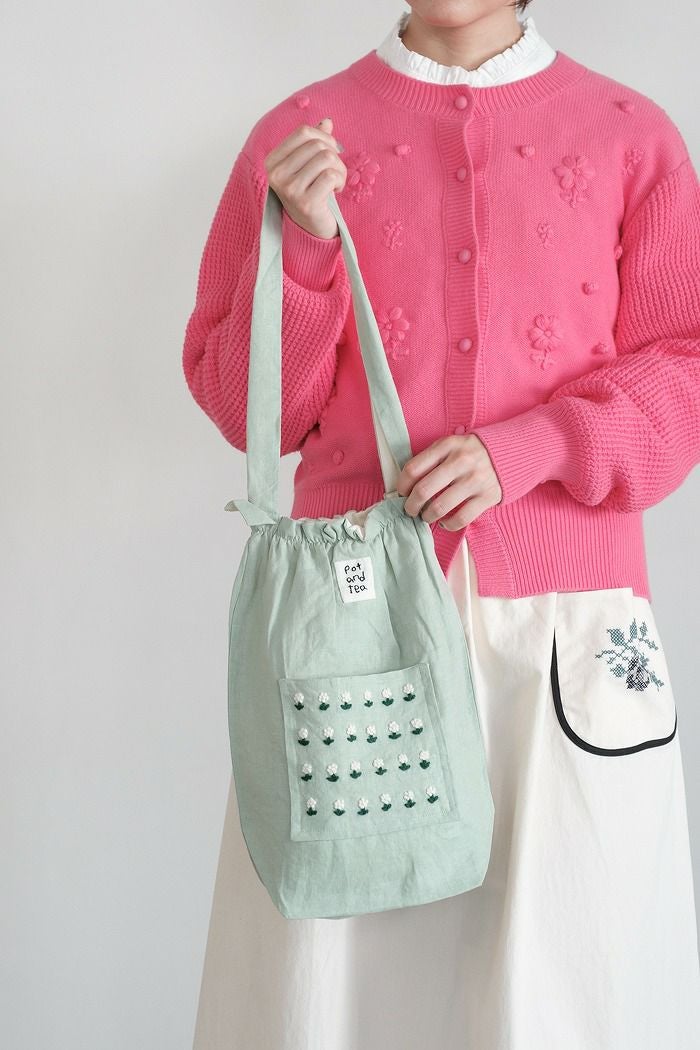 pot and tea ポットアンドティー リネン小花刺繍バッグ(basic) | T.T. 