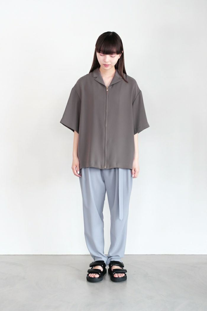 CULLNI クルニ Double Satin Mini Tailored Zip Short Sleeve Shirt(SS