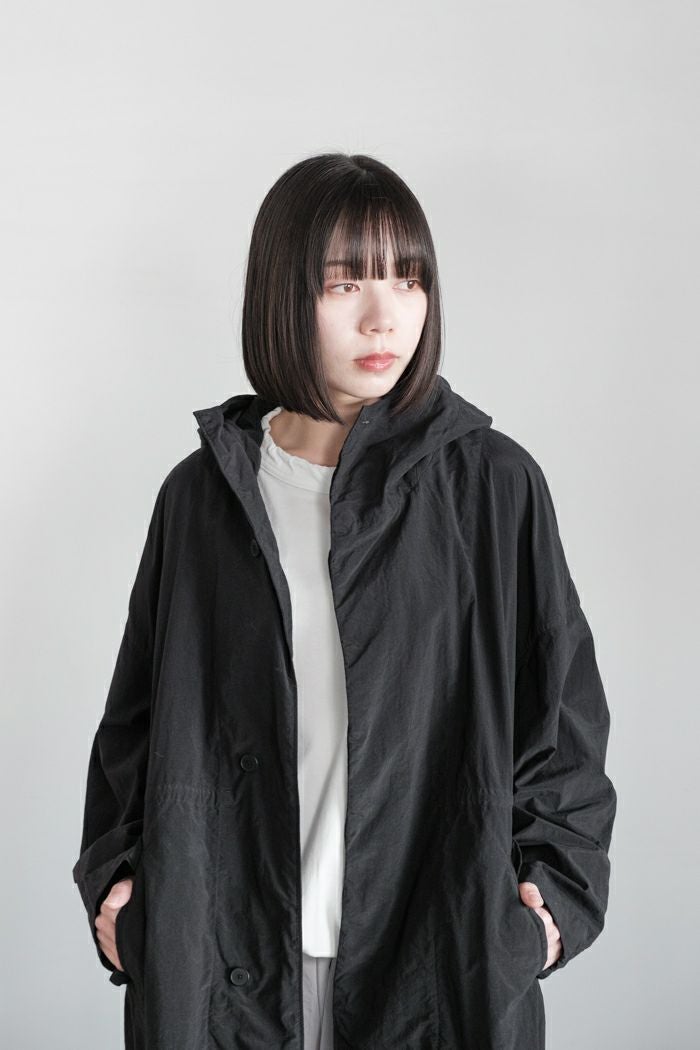 himeさま専用ページ　　　 ナイロンフードコート ブラック  M グレージュ FIRMUM フィルマム ナイロンタッサーガーメントダイ モッズコート(24AW