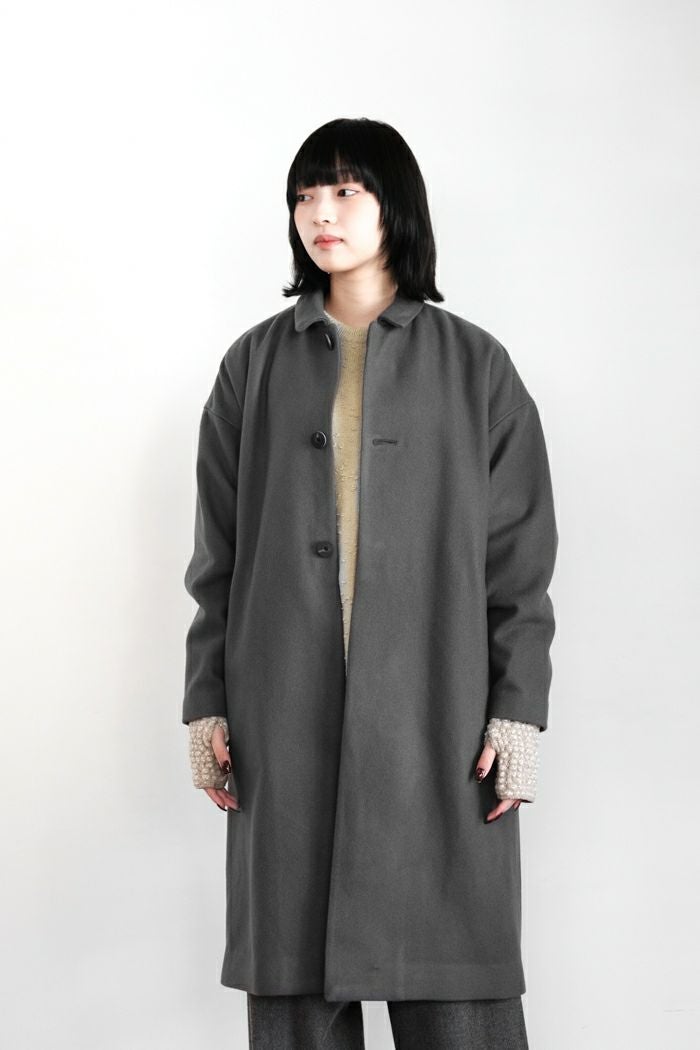 Dulcamara新品 ダークグレー ステンカラーコート ドゥルカマラ Dulcamara ドゥルカマラ メルトンBigコート(24AW) | T.T. GARRET