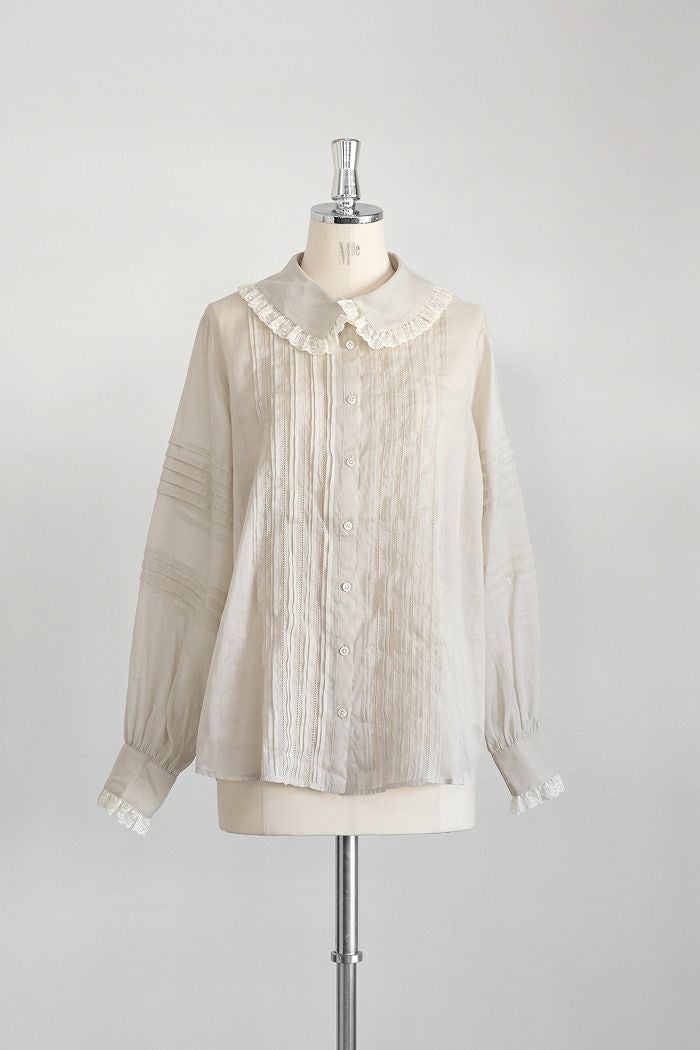 Heriter エリテ lace collar pintuck blouse(24AW) | T.T. GARRET