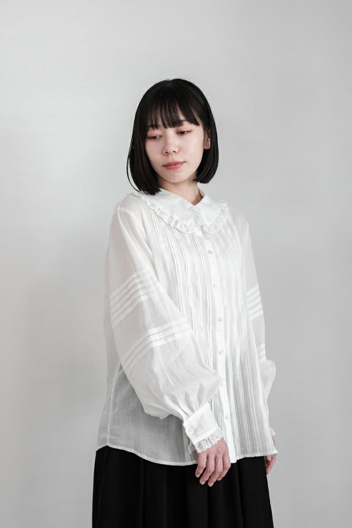 Heriter エリテ lace collar pintuck blouse(24AW) | T.T. GARRET