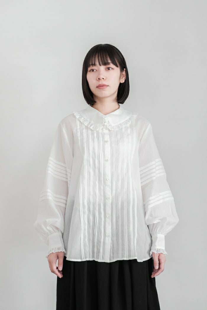 Heriter エリテ lace collar pintuck blouse(24AW) | T.T. GARRET