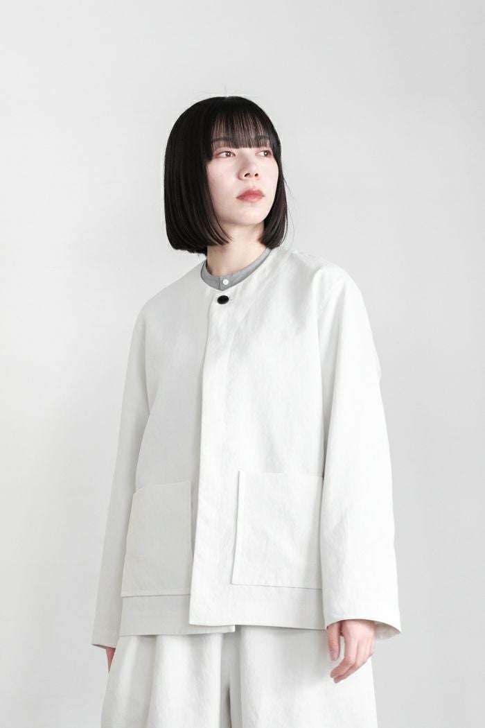FIR MUM リネン＆コットン・ピンチェック ブルゾンシャツ XS FIRMUM フィルマム リネン&コットンピンチェック ブルゾンシャツ(25SS