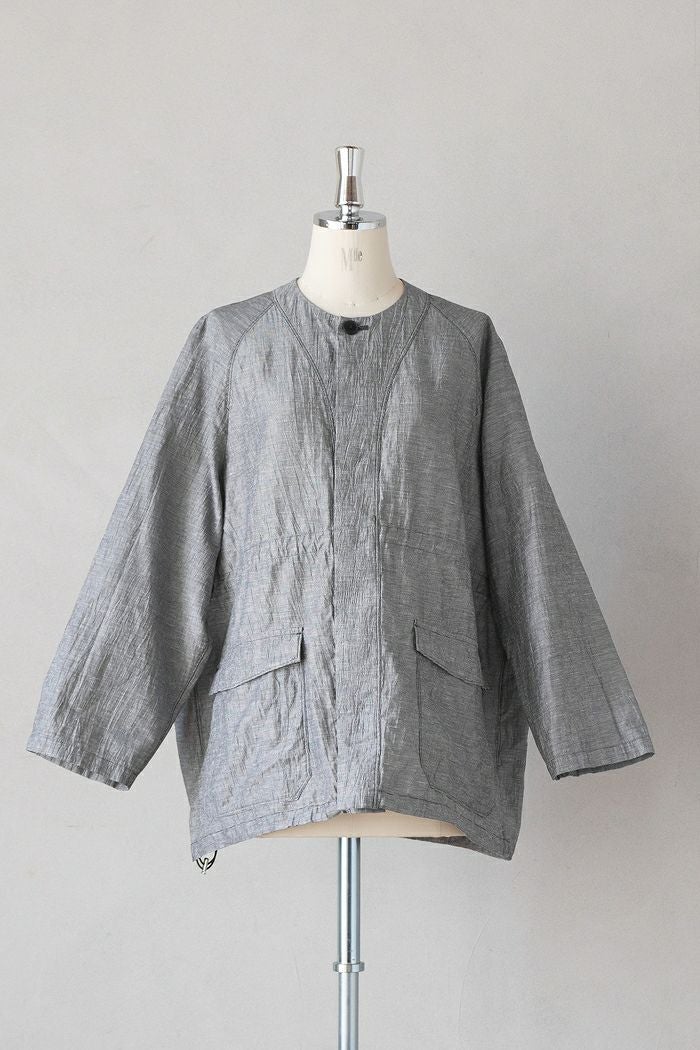FIR MUM リネン＆コットン・ピンチェック ブルゾンシャツ XS FIRMUM フィルマム リネン&コットンピンチェック ブルゾンシャツ(25SS