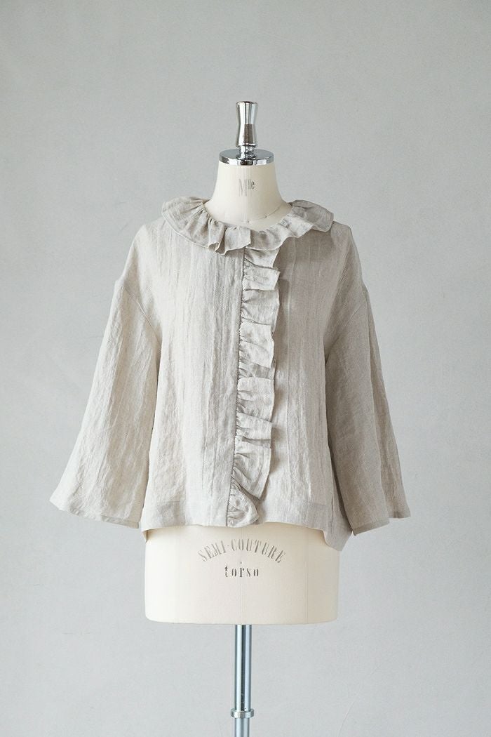 MAGALI マガリ コルトレイクリネン・フリルブラウス(25SS) | T.T. GARRET