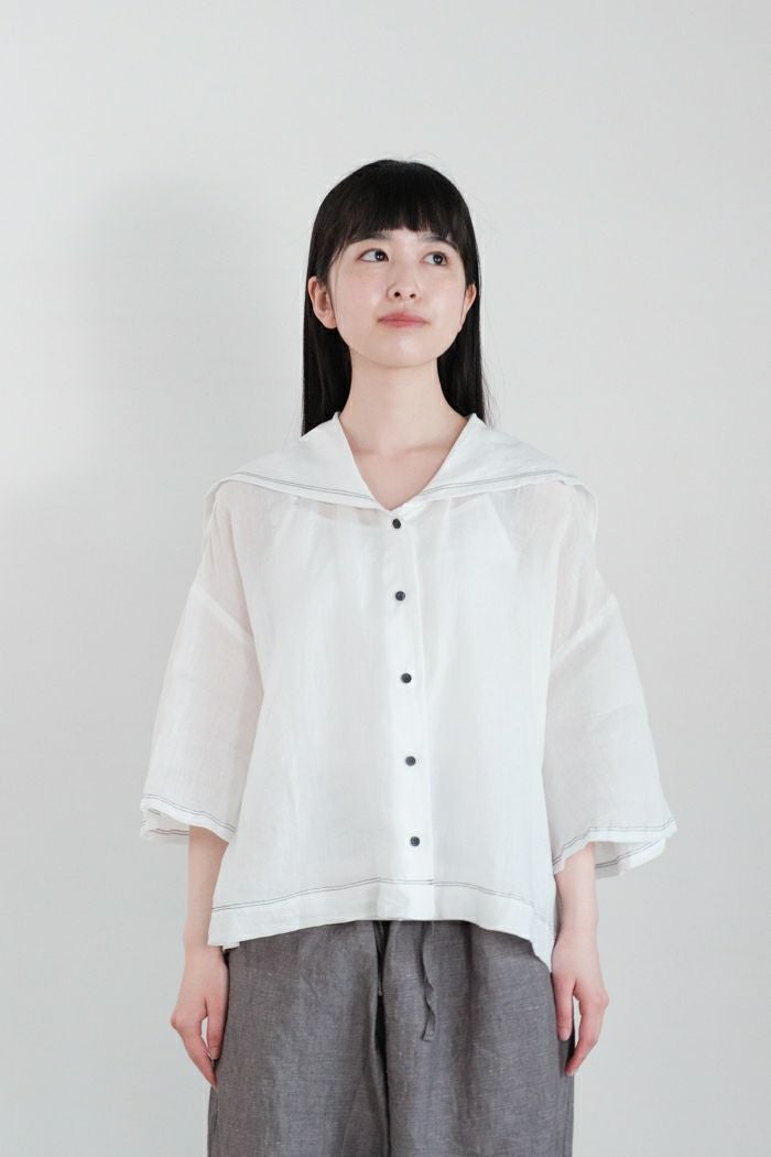 ROBE de PEAU ローブデポー グランドセーラーカラー ブラウス(25SS