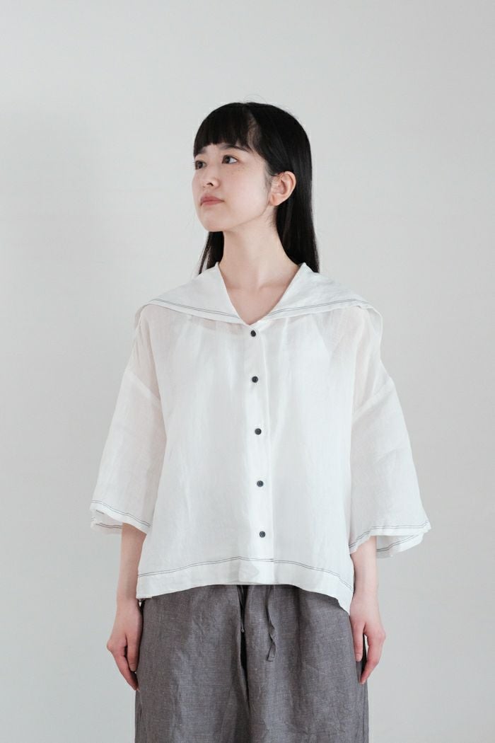 ROBE de PEAU ローブデポー グランドセーラーカラー ブラウス(25SS