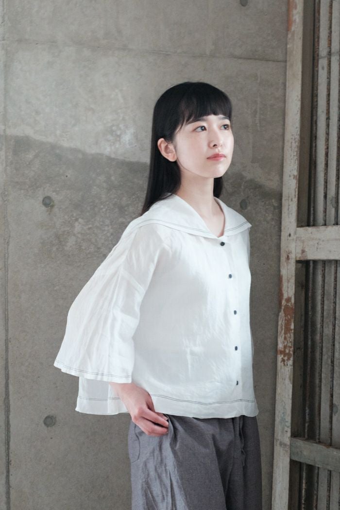 ROBE de PEAU ローブデポー グランドセーラーカラー ブラウス(25SS
