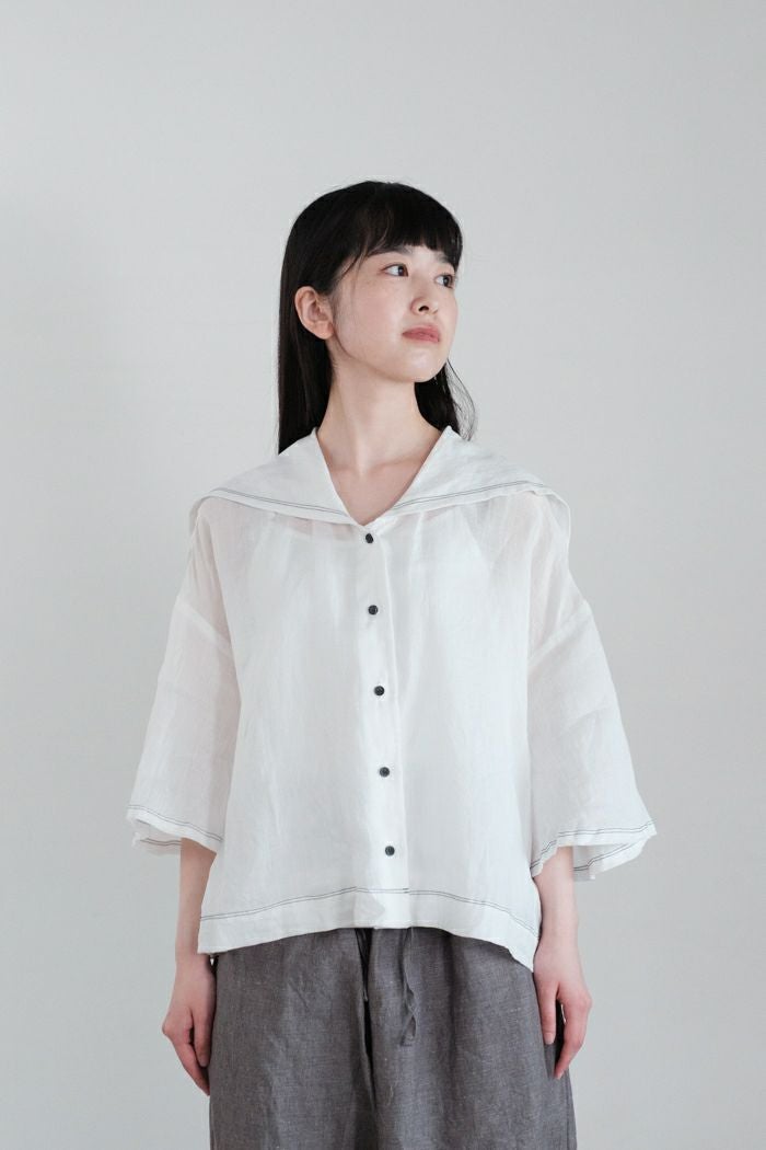 ROBE de PEAU ローブデポー グランドセーラーカラー ブラウス(25SS