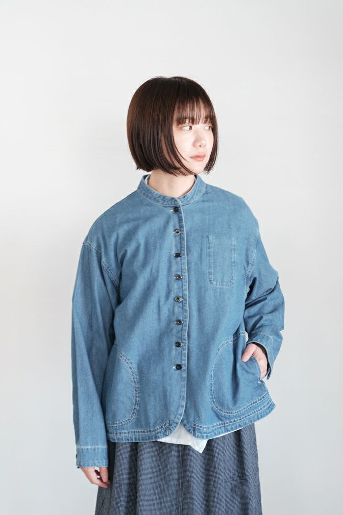 専用新品　PARICIパーリッシィ ライトオンスデニム スタンドシャツジャケット PAR ICI パーリッシィ ライトオンスデニム スタンドジャケット(25SS