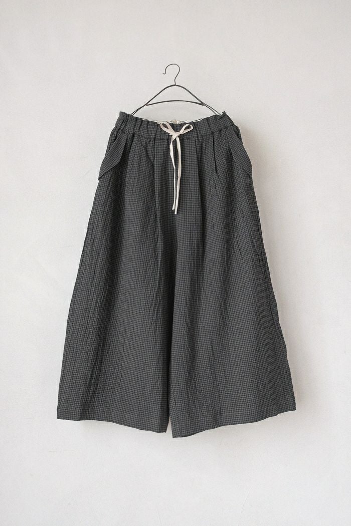 MAGALI マガリ リネンコットン・ギンガム・ワイドパンツ(25SS) | T.T.