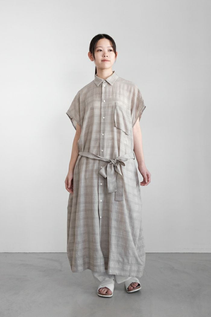 FIRMUM フィルマム リネン&コットンピンチェック ブルゾンシャツ(25SS