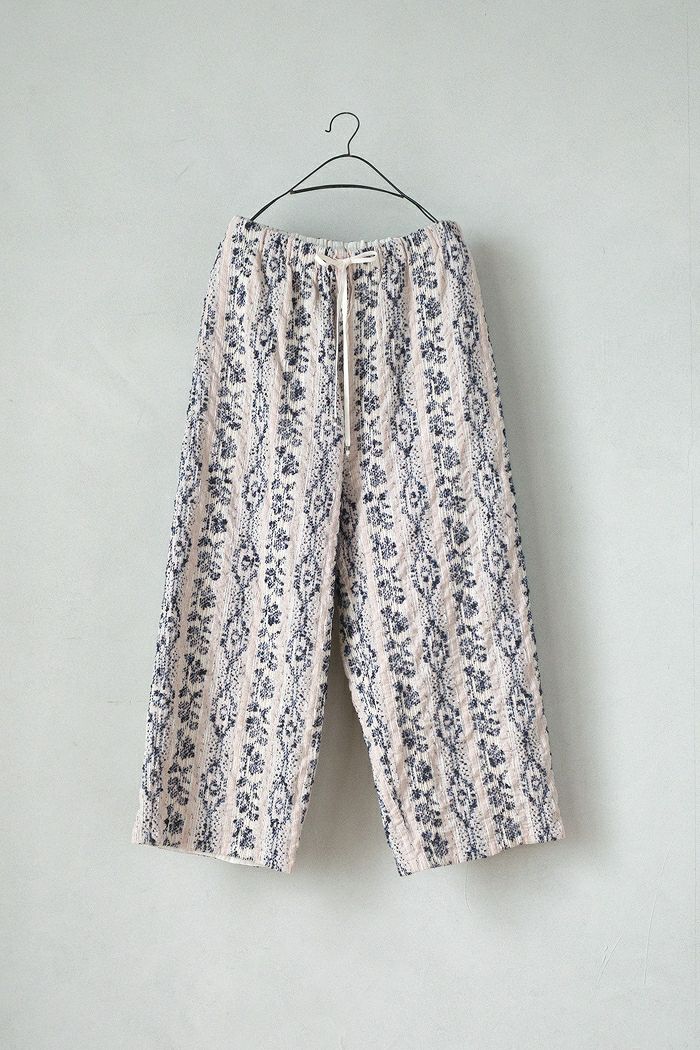 qiri mix yarn jacquard ギャザーパンツ qiri キリ mix yarn jacquard ギャザーパンツ(25SS) | T.T. GARRET