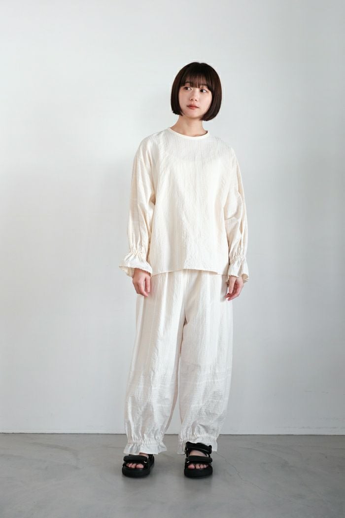 qiri キリ embroidery jacquard ギャザーパンツ(25SS) | T.T. GARRET