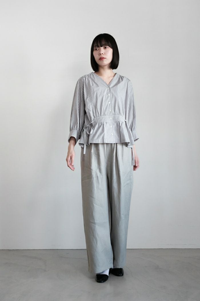 Porter des boutons ポルテデブトン ギンガムフレンチブラウス(25SS