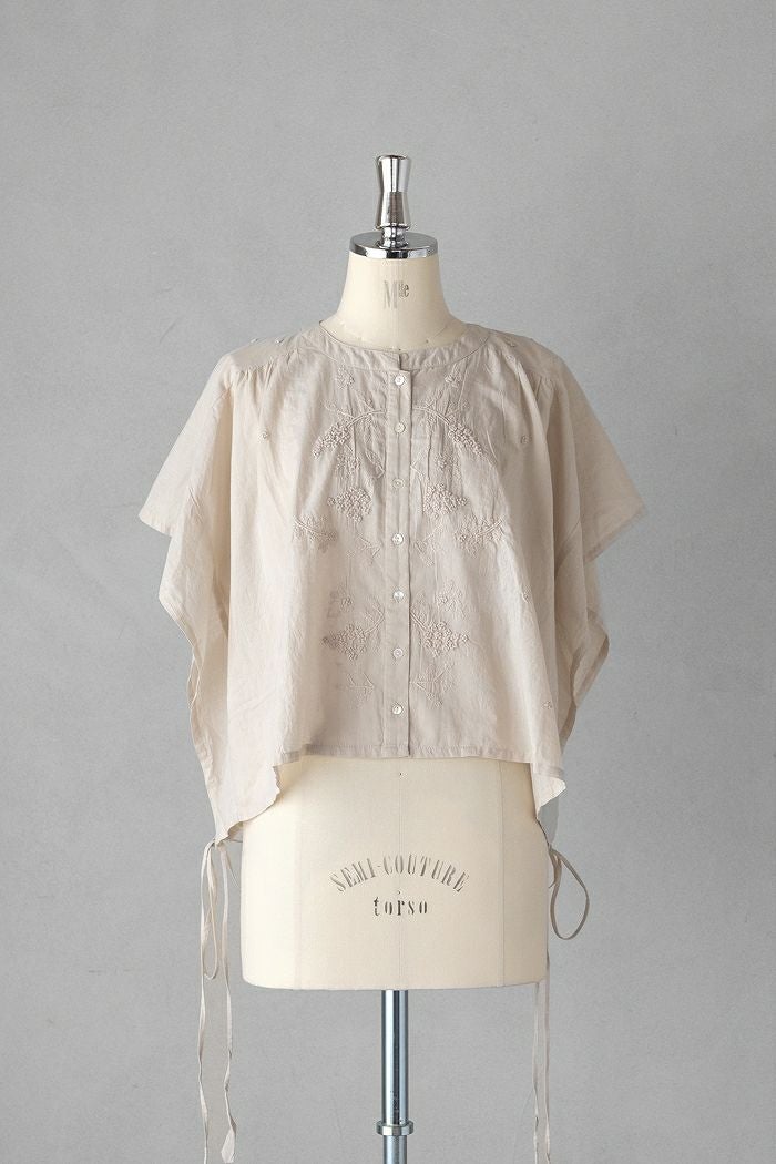 美品 Porter des boutons エンブロイダリータックカラーブラウス 2024 Spring Summer Collection