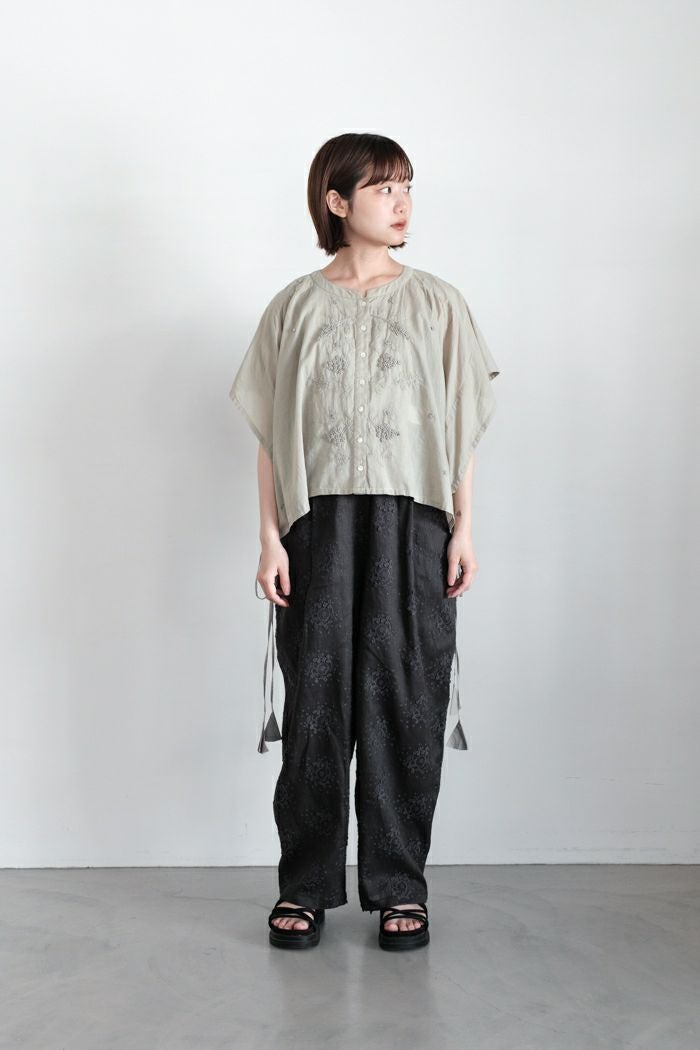 2024ss/ Porter des boutonsエンブロイダリーブラウス Porter des boutons ポルテデブトン Lilasエンブロイダリーブラウス