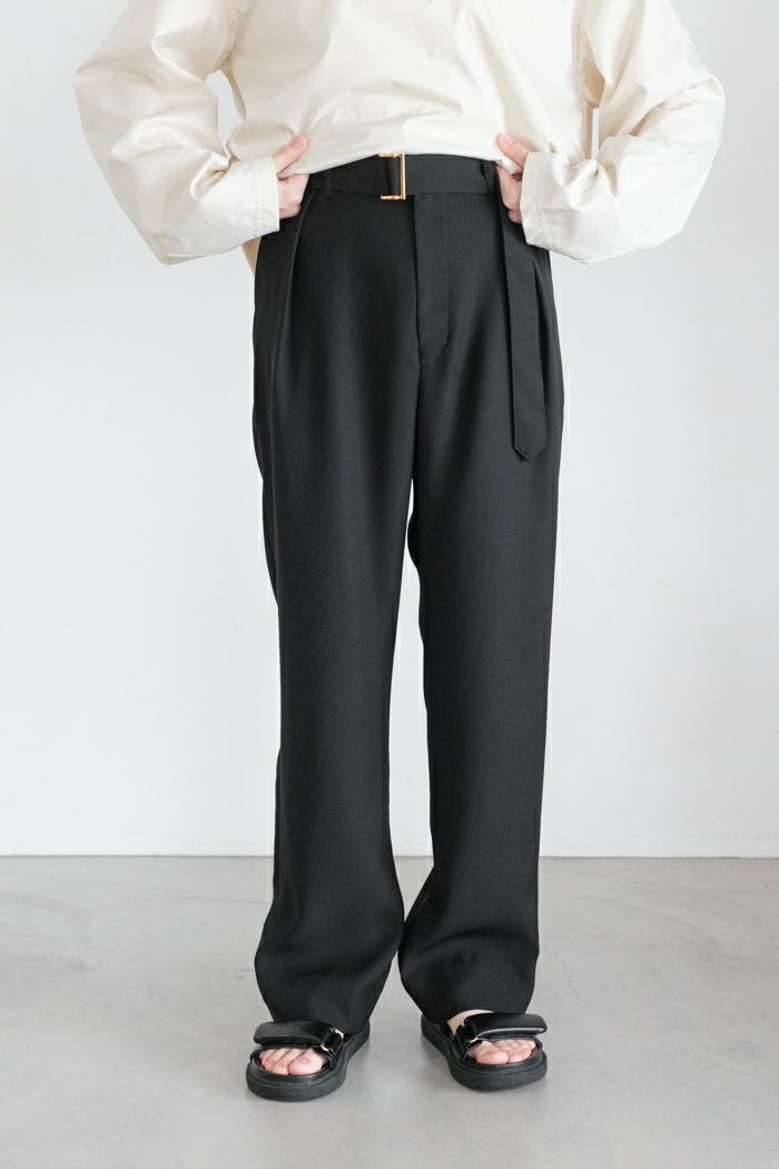 CULLNI クルニ Dry Double Satin 1 Tuck Pant with Long Belt(25SS 