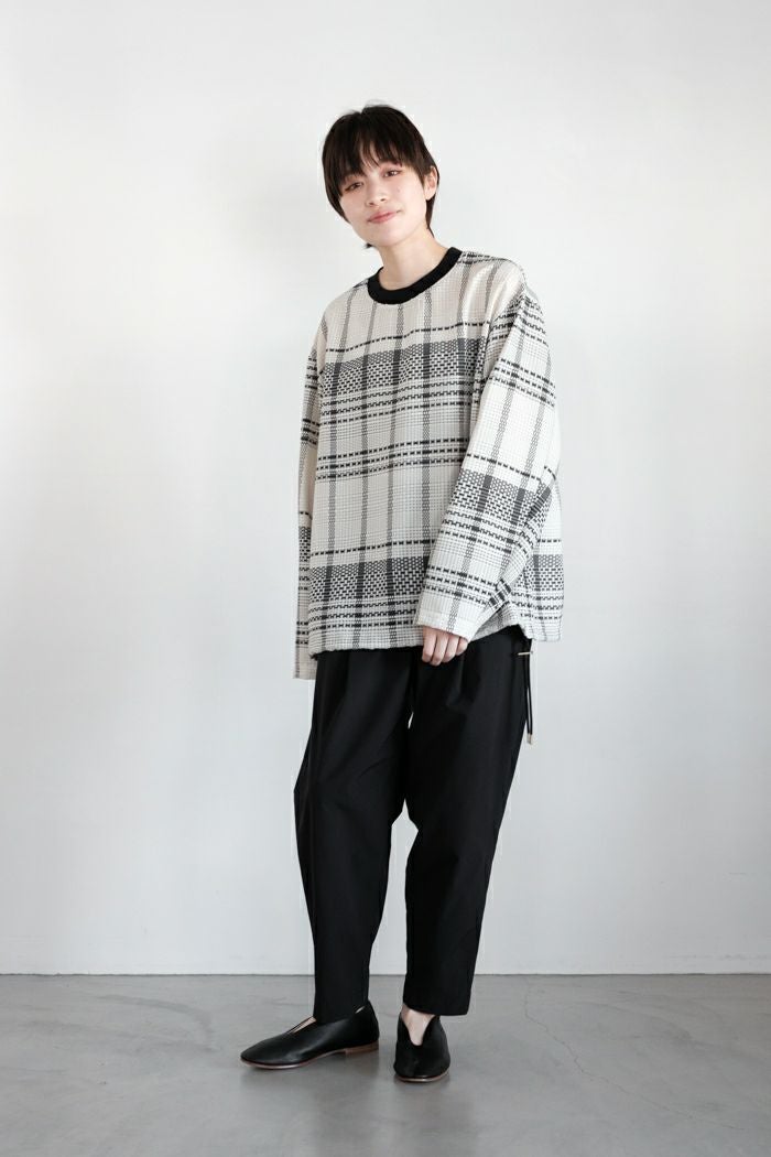 CULLNI クルニ Sheer Tile Check Drawstring Long Sleeve Pullover