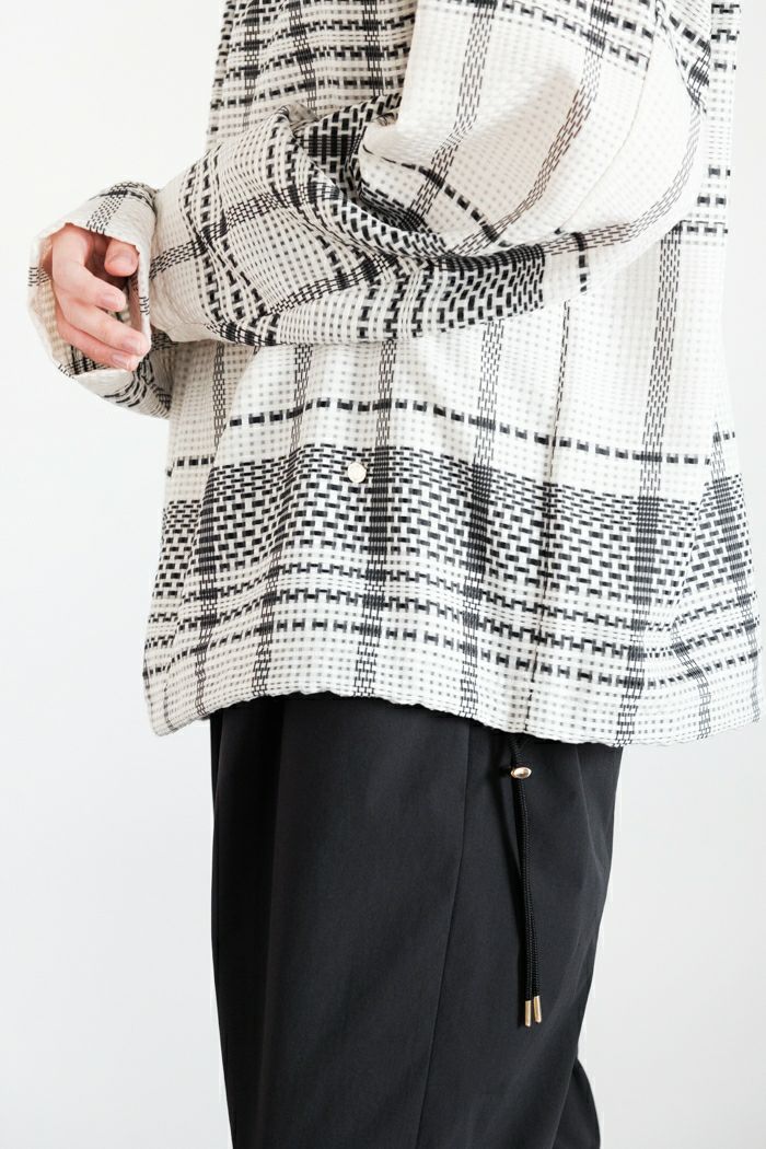 CULLNI クルニ Sheer Tile Check Drawstring Long Sleeve Pullover