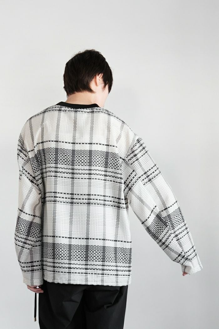 CULLNI クルニ Sheer Tile Check Drawstring Long Sleeve Pullover
