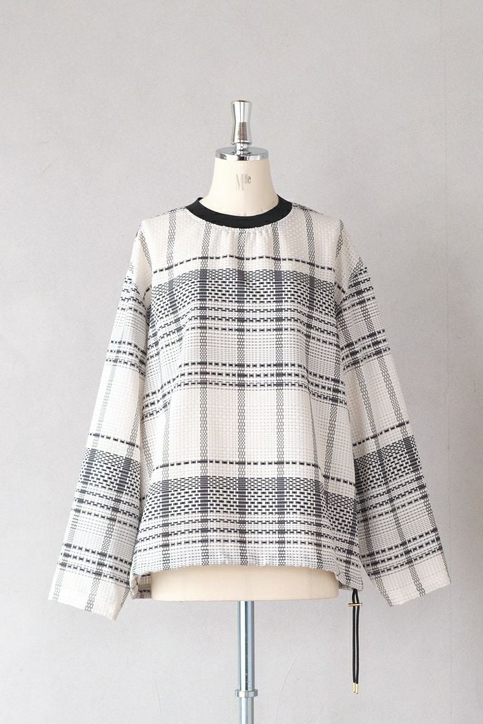 CULLNI クルニ Sheer Tile Check Drawstring Long Sleeve Pullover