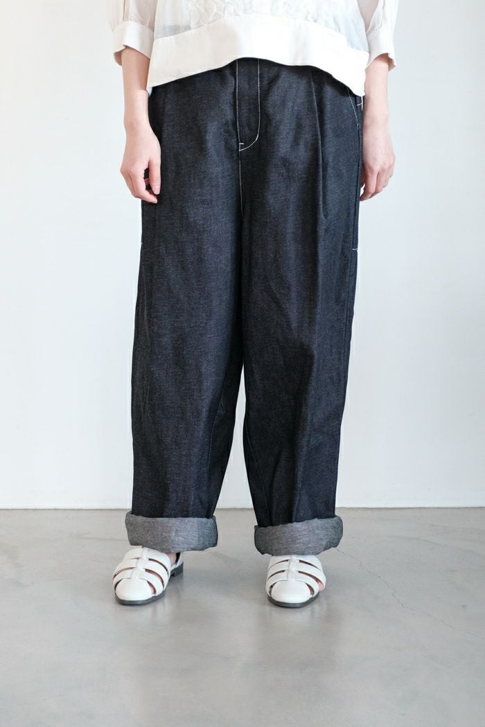 Porter des boutons ポルテデブトン デニムワンタックパンツ(26SS