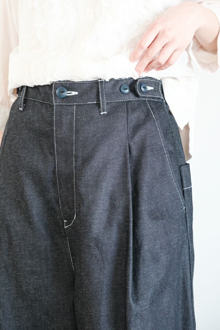 Porter des boutons ポルテデブトン デニムワンタックパンツ(26SS