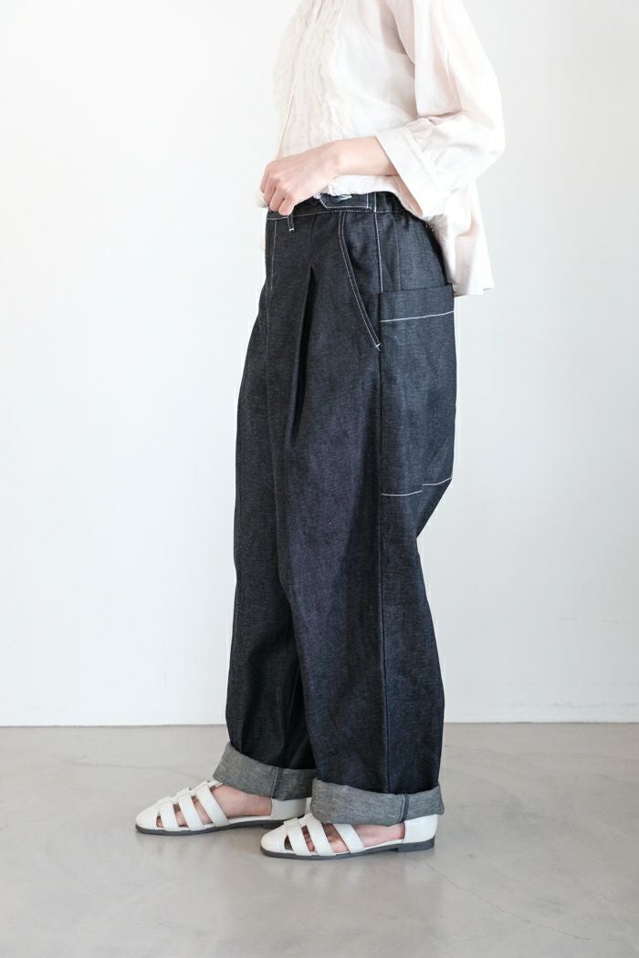 Porter des boutons ポルテデブトン デニムワンタックパンツ(26SS