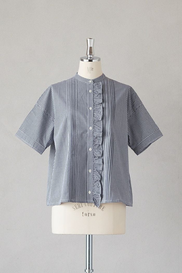 PAR ICI パーリッシィ ギンガムチェック 前立てフリルブラウス(25SS