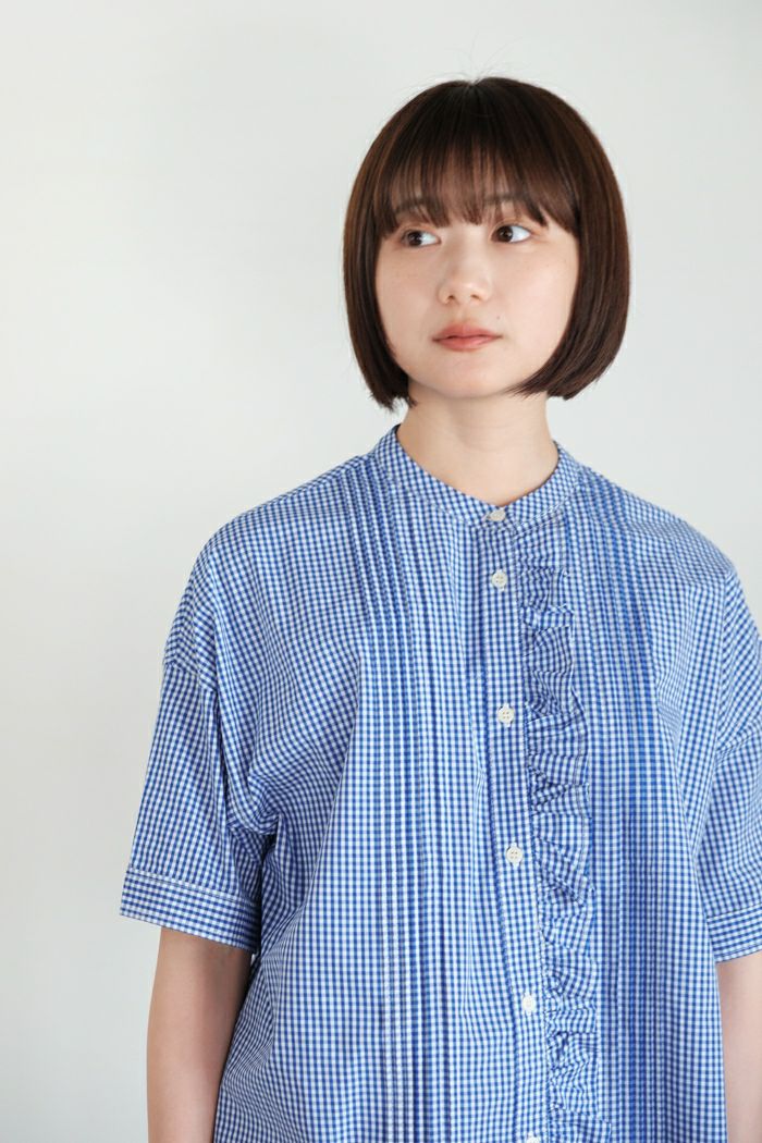 新品 パーリッシィ PAR ICI ギンガムチェック 前立てフリルブラウス PAR ICI パーリッシィ ギンガムチェック 前立てフリルブラウス(25SS