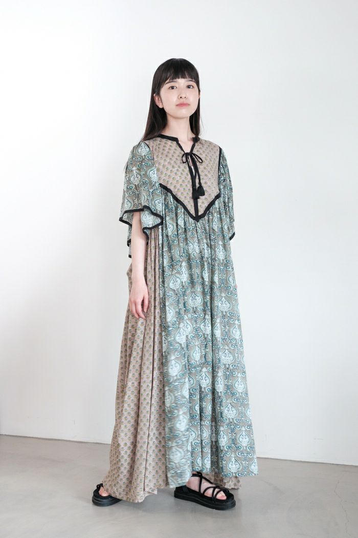 e'ternite' de Soi-e エテルニテドゥソワ 木版プリントロングワンピ―ス