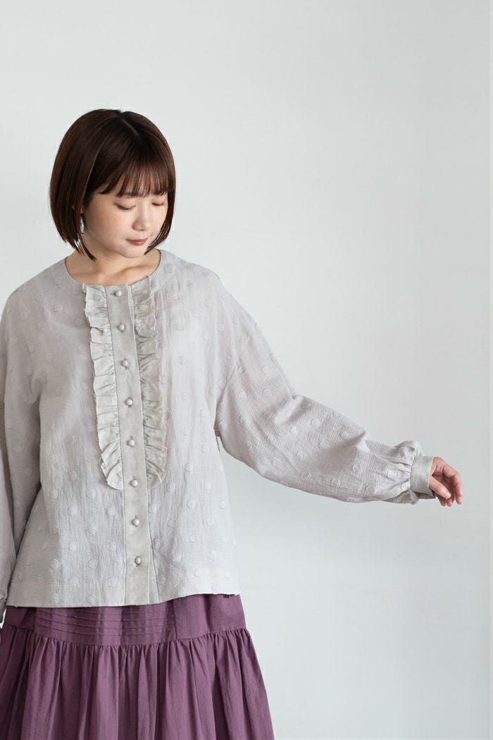 MAGALI マガリ コットンスノードットフリルブラウス(25AW) | T.T. GARRET