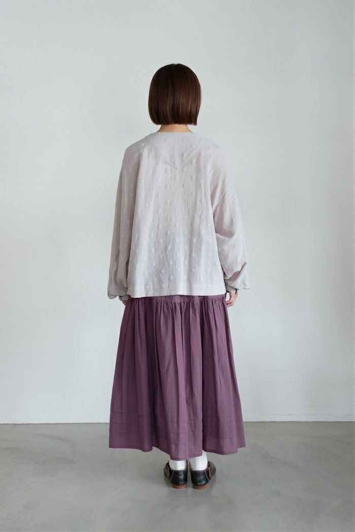 MAGALI マガリ リネン100% フリル ブラウス 長袖 ピンク フリー MAGALI マガリ コットンスノードットフリルブラウス(25AW) | T.T. GARRET