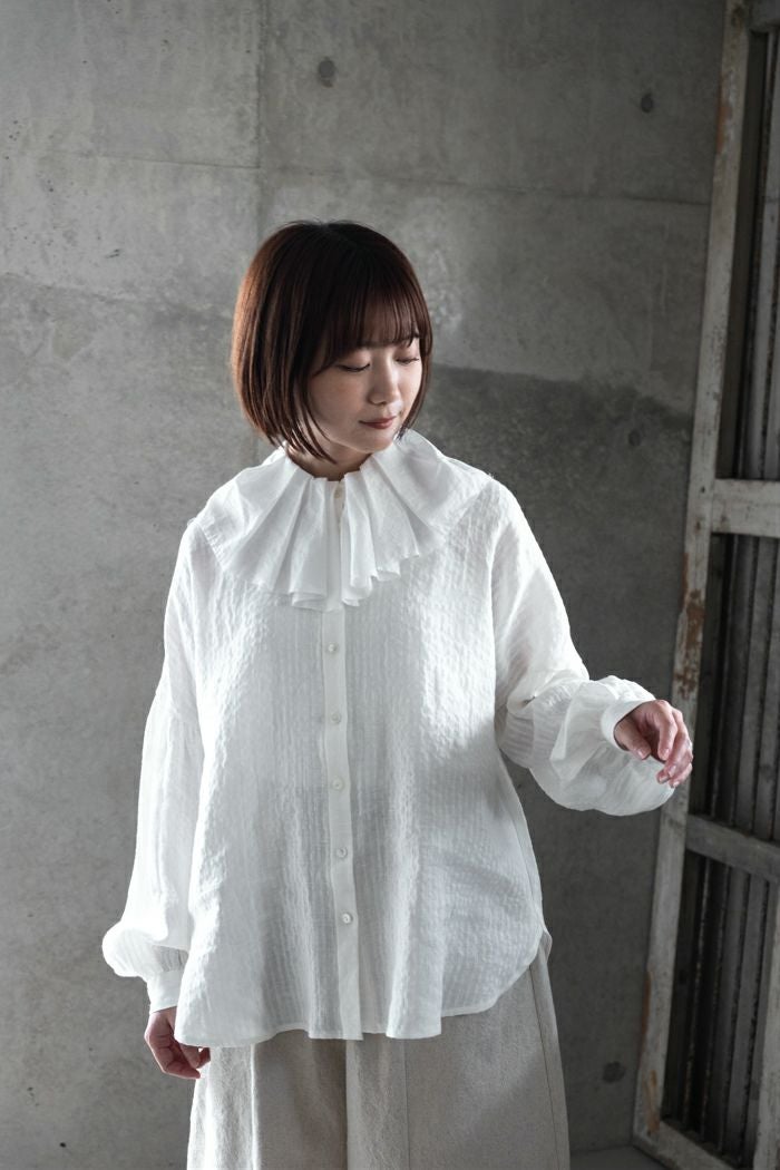 MAGALI マガリ ストライプリネンアンティークカラーブラウス(25AW