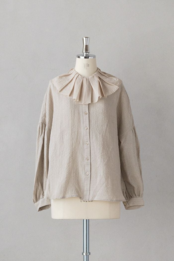 MAGALI マガリ ストライプリネンアンティークカラーブラウス(25AW