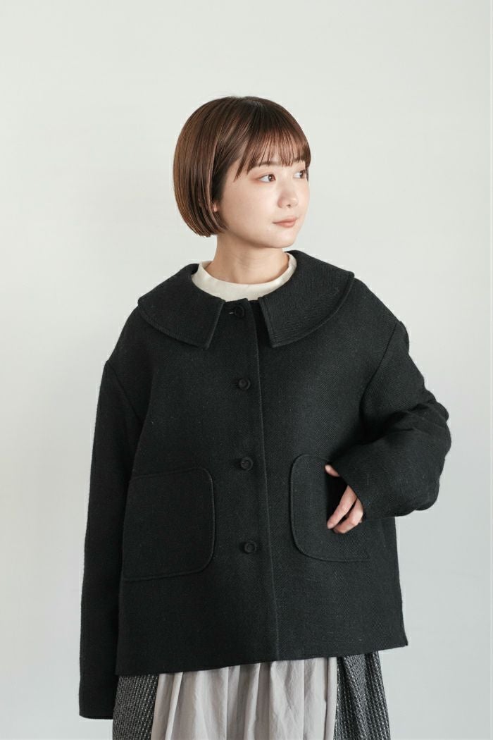 MAGALI マガリ シェットランドウールリネンフラットカラージャケット