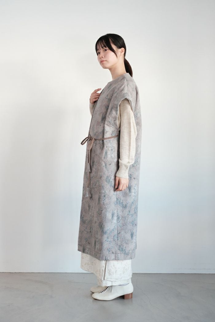 qiri キリ flower vintage long gilet qiri キリ old letter flowers long gilet(25AW) | T.T. GARRET