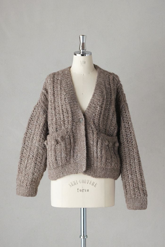 native village モヘアニットカーディガン 定価60500円 33243-07105 クルーネック カーディガン ピンク nude pink レディース ネイティブヴィレッジ【中古】6-0309T♪ ハンドニットカーディガン | Native Village - c a b i n e t