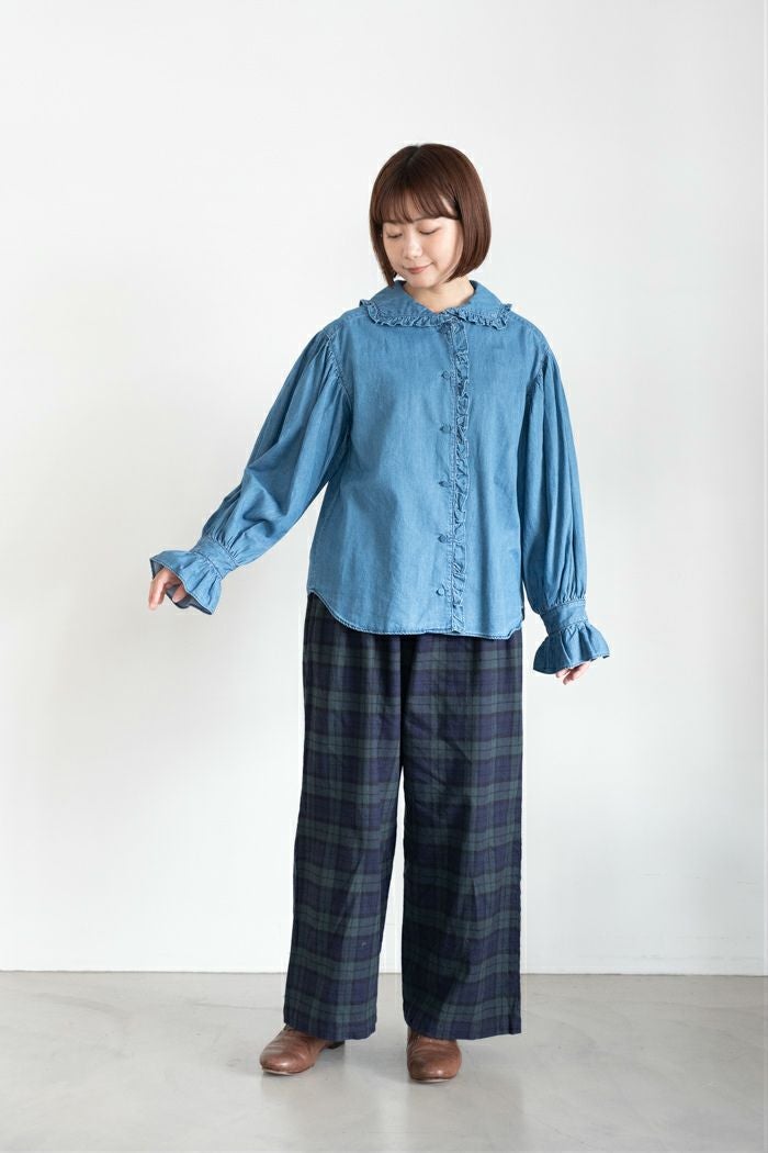 CHILD WOMAN チャイルドウーマン ライトオンスデニム フリルセーラー