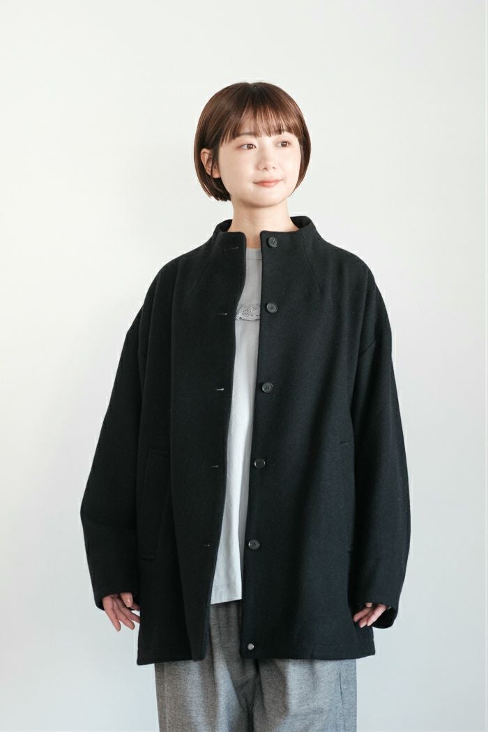 yuni ユニ W/super100 bottleneck drawstrings hem コート(25AW