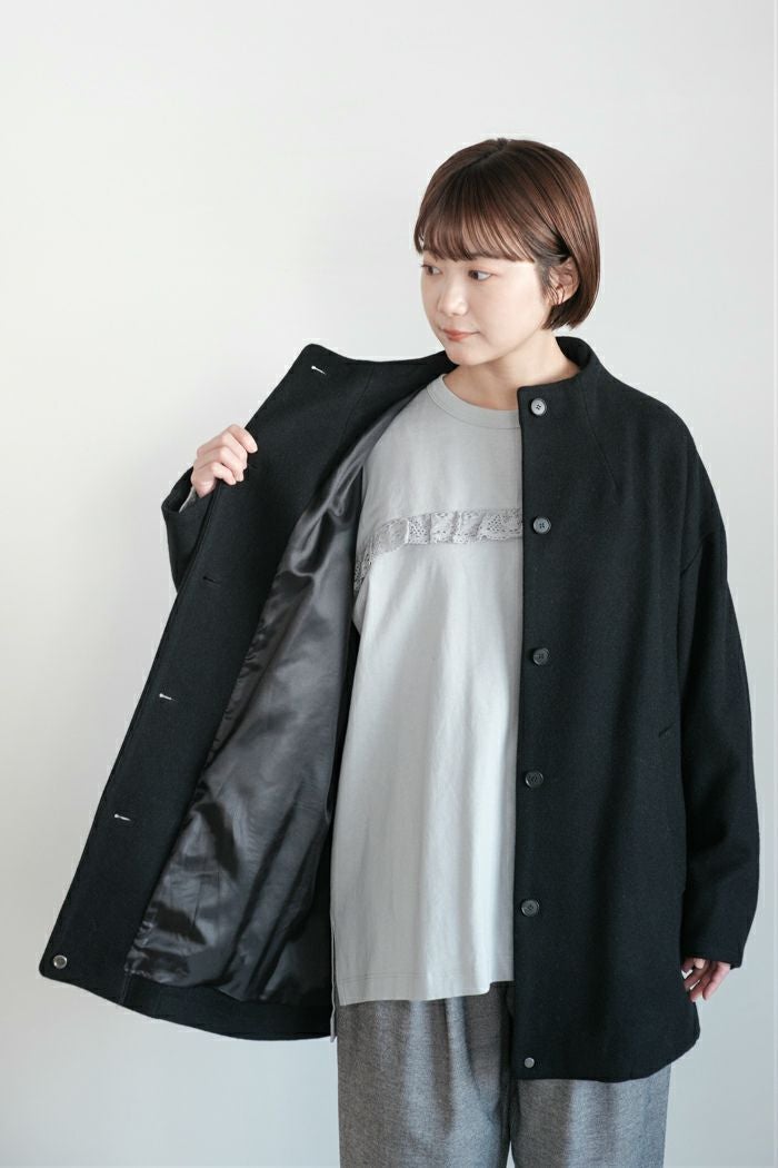 yuni ユニ W/super100 bottleneck drawstrings hem コート(25AW
